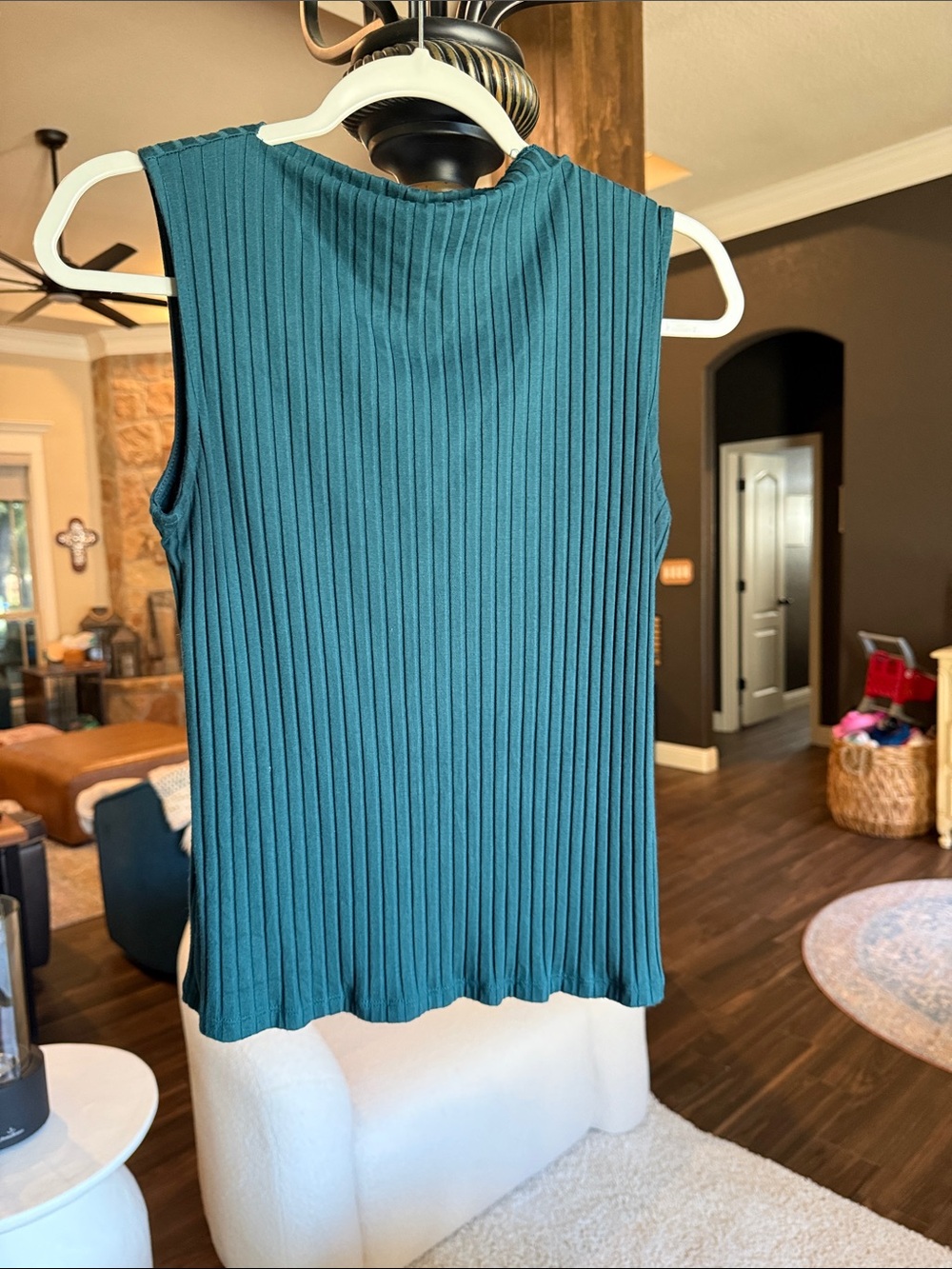 Banana Republic Sleeveless Ribbed Tank in Teal Green